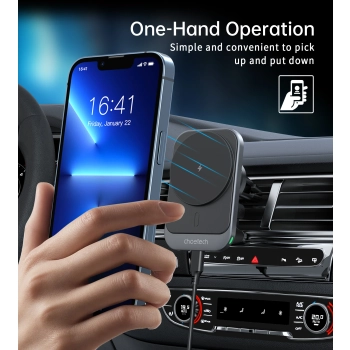  Uchwyt samochodowy z ładowarką indukcyjną 15W na kratkę nawiewu - czarny - zdj. dodatkowe 4