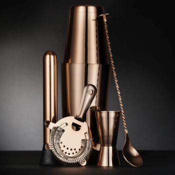  Zestaw barmański w tubie shaker jigger sitko muddler łyżka - miedziany - zdj. dodatkowe 5