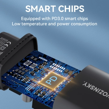  Ładowarka sieciowa 20W USB-A USB-C 100-240V czarna - zdj. dodatkowe 7
