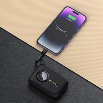  Powerbank 10000mAh z kablami USB-C / Lightning czarny - zdj. dodatkowe 2