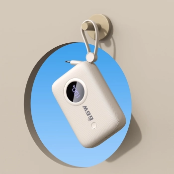  Powerbank 10000mAh z kablami USB-C / iPhone Lightning beżowy - zdj. dodatkowe 6