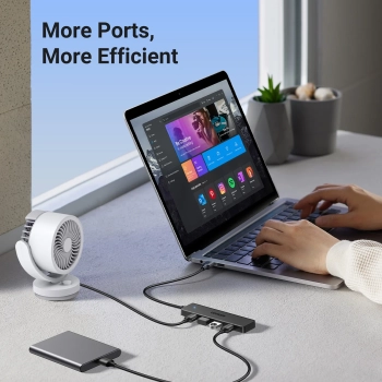  HUB adapter rozdzielacz portów 4x USB-A 3.0 + kabel USB-A 3.0 czarny - zdj. dodatkowe 7