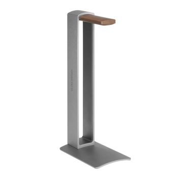  Stojak na słuchawki stojący na biurko z aluminium i drewna srebrny - zdj. dodatkowe 2