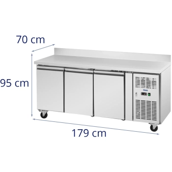  Stół chłodniczy gastronomiczny z rantem na kółkach 3 komory 410 l 179x70x95 cm - zdj. dodatkowe 6