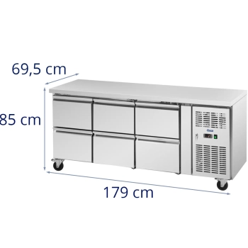  Stół chłodniczy gastronomiczny na kółkach 6 szuflad 410 l 179 x 70 x 85 cm - zdj. dodatkowe 7