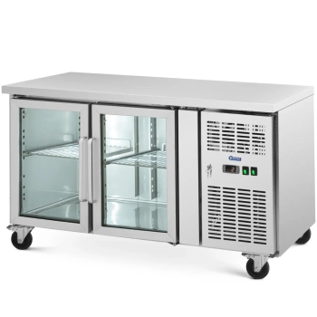  Stół chłodniczy na kółkach 2 drzwiowy przeszklony 280 l 136 x 70 x 85 cm - zdj. dodatkowe 1