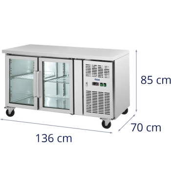  Stół chłodniczy na kółkach 2 drzwiowy przeszklony 280 l 136 x 70 x 85 cm - zdj. dodatkowe 6