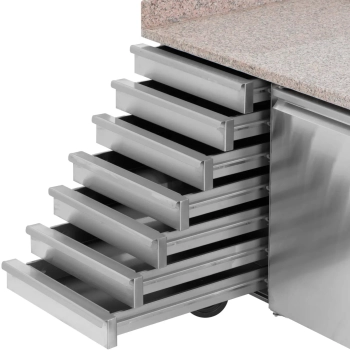  Stół chłodniczy do pizzy 1 komora 7 szuflad na kółkach 165 l 154 x 82 x 105 cm - zdj. dodatkowe 4