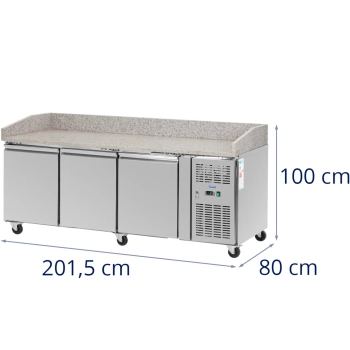  Stół chłodniczy do pizzy 3 komory na kółkach 560 l 202 x 80 x 100 cm - zdj. dodatkowe 7