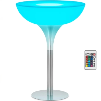  Stolik barowy klubowy podświetlany na baterie RGBW LED śr. 80 x 107 cm - biały okrągły - zdj. dodatkowe 1