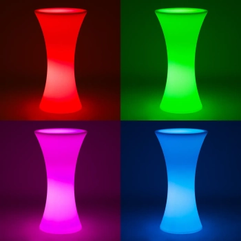  Stolik barowy klubowy podświetlany na baterie RGBW LED śr. 58 x 110 cm - biały okrągły - zdj. dodatkowe 2