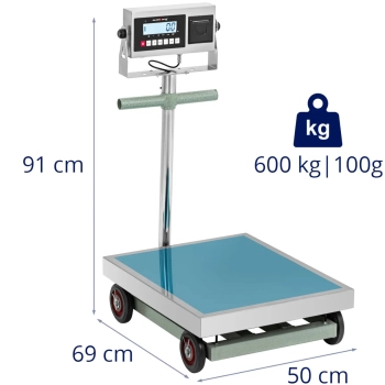  Waga platformowa z drukarką etykiet na kółkach LCD 60 x 50 cm 600 kg / 100 g - zdj. dodatkowe 6