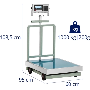  Waga platformowa z drukarką etykiet na kółkach LCD 60 x 80 cm 1000 kg / 200 g - zdj. dodatkowe 6
