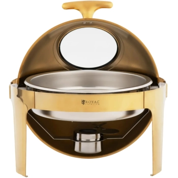  Podgrzewacz bemar bufetowy do potraw na pastę okrągły z pokrywą rolltop 6 l - złoty - zdj. dodatkowe 1