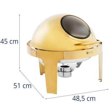  Podgrzewacz bemar bufetowy do potraw na pastę okrągły z pokrywą rolltop 6 l - złoty - zdj. dodatkowe 4
