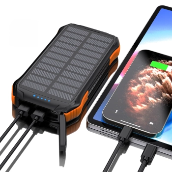  Powerbank ładowarka solarna 10000 mAh 2x USB-A - czarno-pomarańczowy - zdj. dodatkowe 4