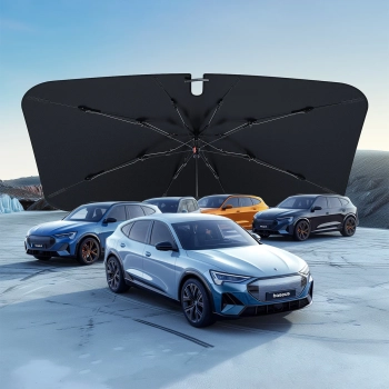  Osłona parasolka przeciwsłoneczna do samochodu na przednią szybę CoolRide 142x75cm - czarna - zdj. dodatkowe 9