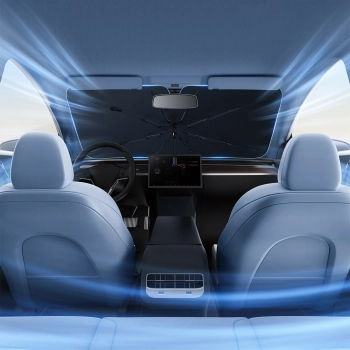  Osłona parasolka przeciwsłoneczna do samochodu na przednią szybę CoolRide 142x75cm - czarna - zdj. dodatkowe 8