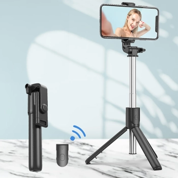  Selfie stick teleskopowy z pilotem stojak tripod na telefon 0.7m - czarny - zdj. dodatkowe 9