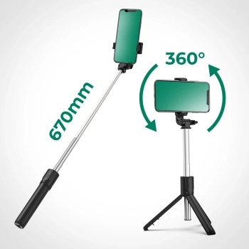  Selfie stick teleskopowy z pilotem stojak tripod na telefon 0.7m - czarny - zdj. dodatkowe 8