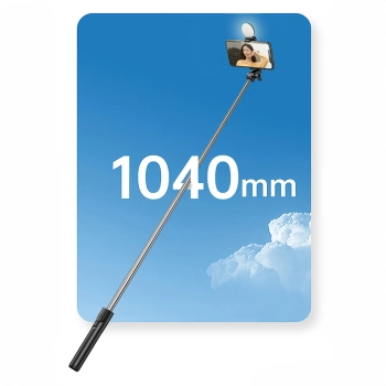  Selfie stick teleskopowy z pilotem + lamkpa LED stojak tripod na telefon 1m - czarny - zdj. dodatkowe 9