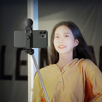  Selfie stick teleskopowy z pilotem + lamkpa LED stojak tripod na telefon 1m - czarny - zdj. dodatkowe 10