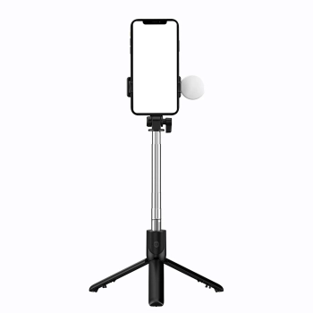  Selfie stick teleskopowy z pilotem + lamkpa LED stojak tripod na telefon 1m - czarny - zdj. dodatkowe 2