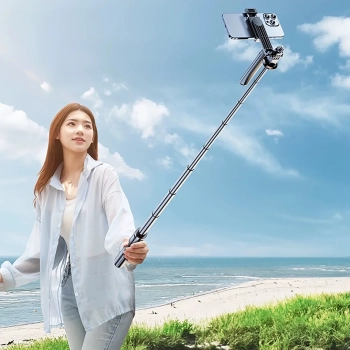  Selfie stick teleskopowy z pilotem statyw na telefon 1.75m aluminium - czarny - zdj. dodatkowe 2