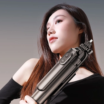  Selfie stick teleskopowy z pilotem statyw na telefon 1.75m aluminium - czarny - zdj. dodatkowe 4