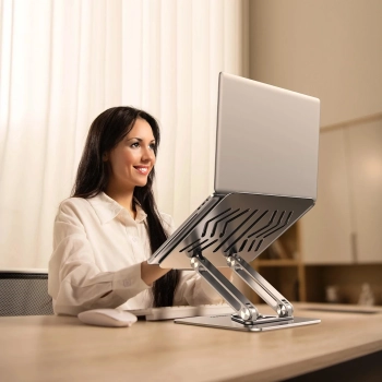  ZESTAW Podstawka pod laptopa aluminiowa 360 + podstawka do smartfona - srebrna - zdj. dodatkowe 8