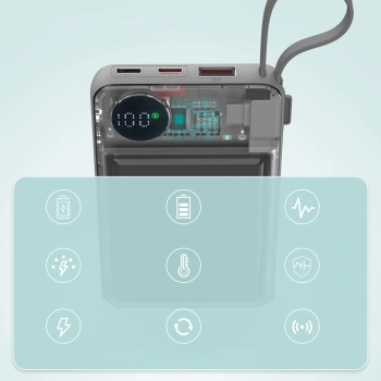  Power bank 10000mAh LED USB-C USB-A Lightning MagSafe Apple Watch - biały - zdj. dodatkowe 9