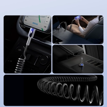  Kabel przewód spiralny USB-A - USB-C Crystal-Clear Series 3A 1.5m - czarny - zdj. dodatkowe 5