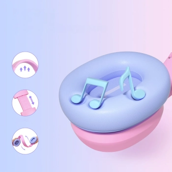  Słuchawki bezprzewodowe ANC KH03 dla dzieci bezpieczne z kontrolą głośności - różowe - zdj. dodatkowe 8