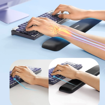  Ergonomiczna podkładka do klawiatury pod nadgarstki z pamięcią kształtu - czarna - zdj. dodatkowe 3
