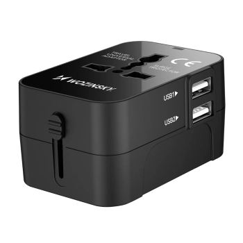  Adapter podróżny ładowarka uniwersalna 24W UE / US / AUS / UK / 2x USB-A - czarny - zdj. dodatkowe 2