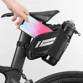  Torba rowerowa pod siodełko z kieszonką na butelkę bidon 1.5l - czarna - zdj. dodatkowe 9