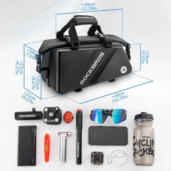  Torba sportowa i rowerowa mocowana na bagażnik 11.6l - czarna - zdj. dodatkowe 8