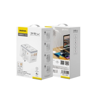  Uniwersalna ładowarka adapter podróżny 35W EU / UK / AUS / US / JP 3x USB-C 2x USB-A - biały - zdj. dodatkowe 2