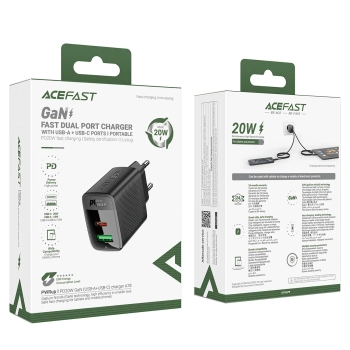  Ładowarka sieciowa A78 GaN USB-A USB-C PD 20W - czarna - zdj. dodatkowe 4