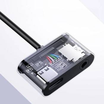  Adapter audio dwuportowy USB-C (męski) - mini jack 3.5mm / USB-C (żeński) - szary - zdj. dodatkowe 4