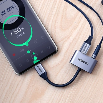  Adapter audio dwuportowy USB-C (męski) - mini jack 3.5mm / USB-C (żeński) - szary - zdj. dodatkowe 5