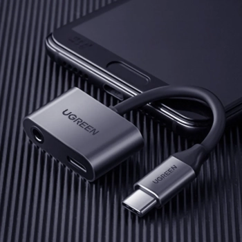  Adapter audio dwuportowy USB-C (męski) - mini jack 3.5mm / USB-C (żeński) - szary - zdj. dodatkowe 6