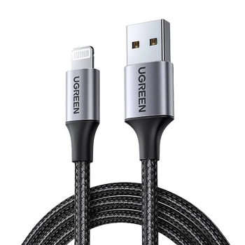 Kabel przewód w oplocie USB-A - iPhone Lightning MFi 2m - czarny
