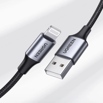  Kabel przewód w oplocie USB-A - iPhone Lightning MFi 2m - czarny - zdj. dodatkowe 1