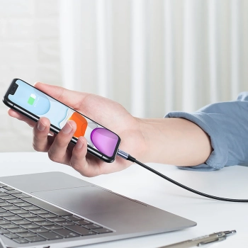  Kabel przewód w oplocie USB-A - iPhone Lightning MFi 2m - czarny - zdj. dodatkowe 2