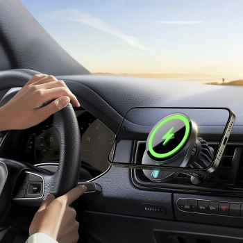  Uchwyt magnetyczny na telefon z ładowarką indukcyjną 15W na kratkę nawiewu - czarny - zdj. dodatkowe 9