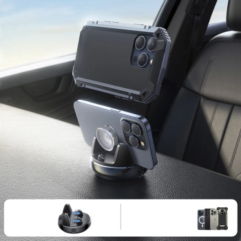  Uchwyt samochodowy z podstawką na telefon na deskę rozdzielczą - czarny - zdj. dodatkowe 10