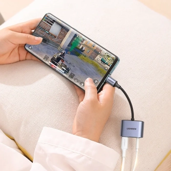  Adapter przejściówka audio USB-C - USB-C + mini jack 3.5mm - szary - zdj. dodatkowe 8