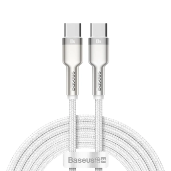 Kabel przewód USB-C - USB-C Series Metal Data PD QC SCP 100W 5A 1m - biały