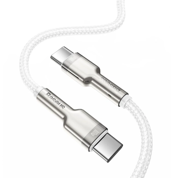  Kabel przewód USB-C - USB-C Series Metal Data PD QC SCP 100W 5A 1m - biały - zdj. dodatkowe 2